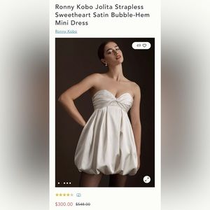 Ronny Kobo Jolita Strapless Sweetheart Satin Bubble-Hem Mini Dress
